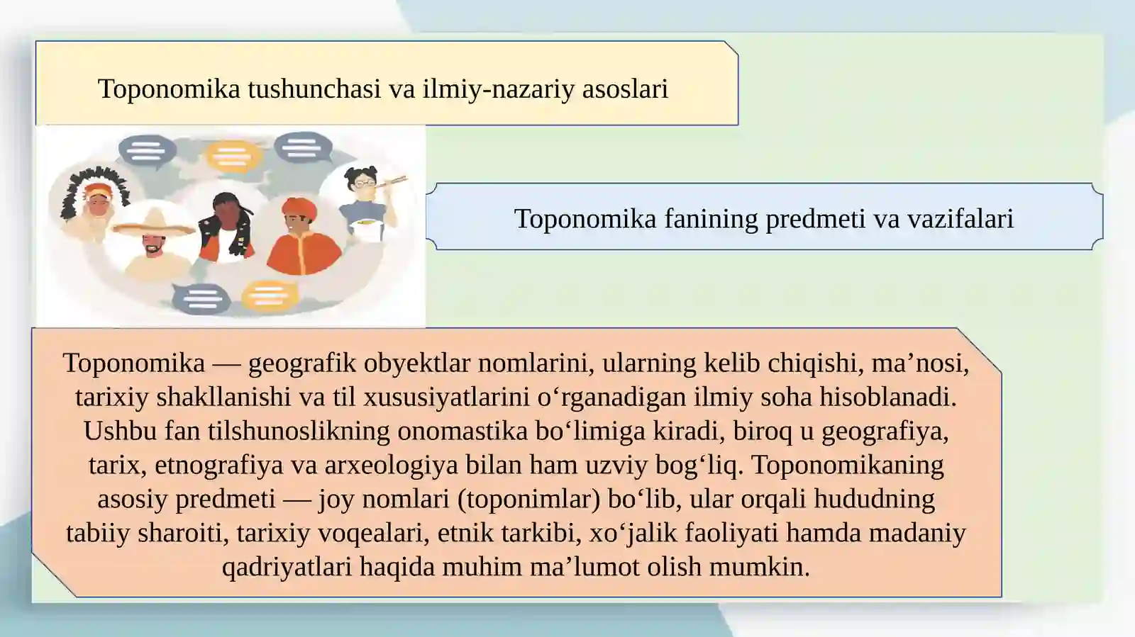Toponomika — etnos ongining tarkibiy qismi slayd 4