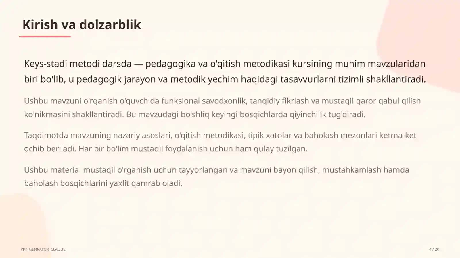 Keys-stadi metodi darsda 4