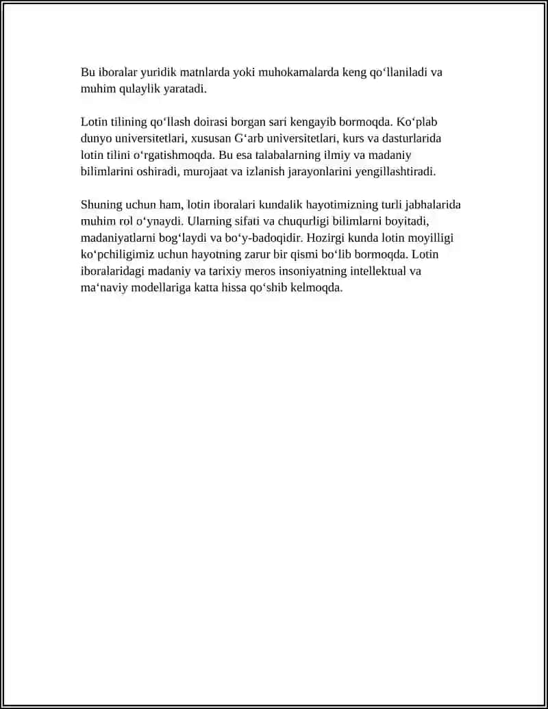 LOTIN IBORALARINING HAYOTIMIZNING BARCHA JABHALARIDA TUTGAN OʻRNI 4