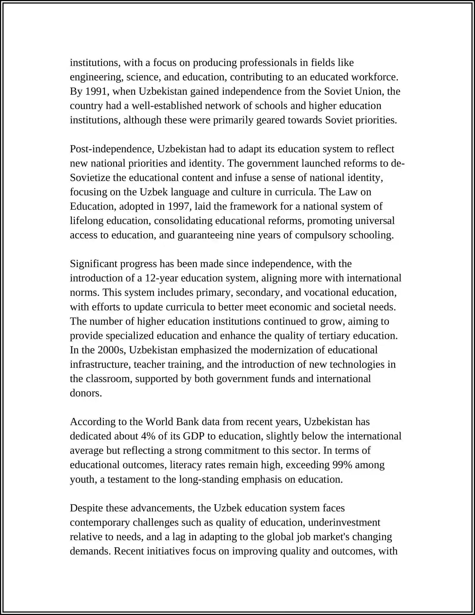Theme: EDUCATION SYSTEM IN UZBEKISTAN 4