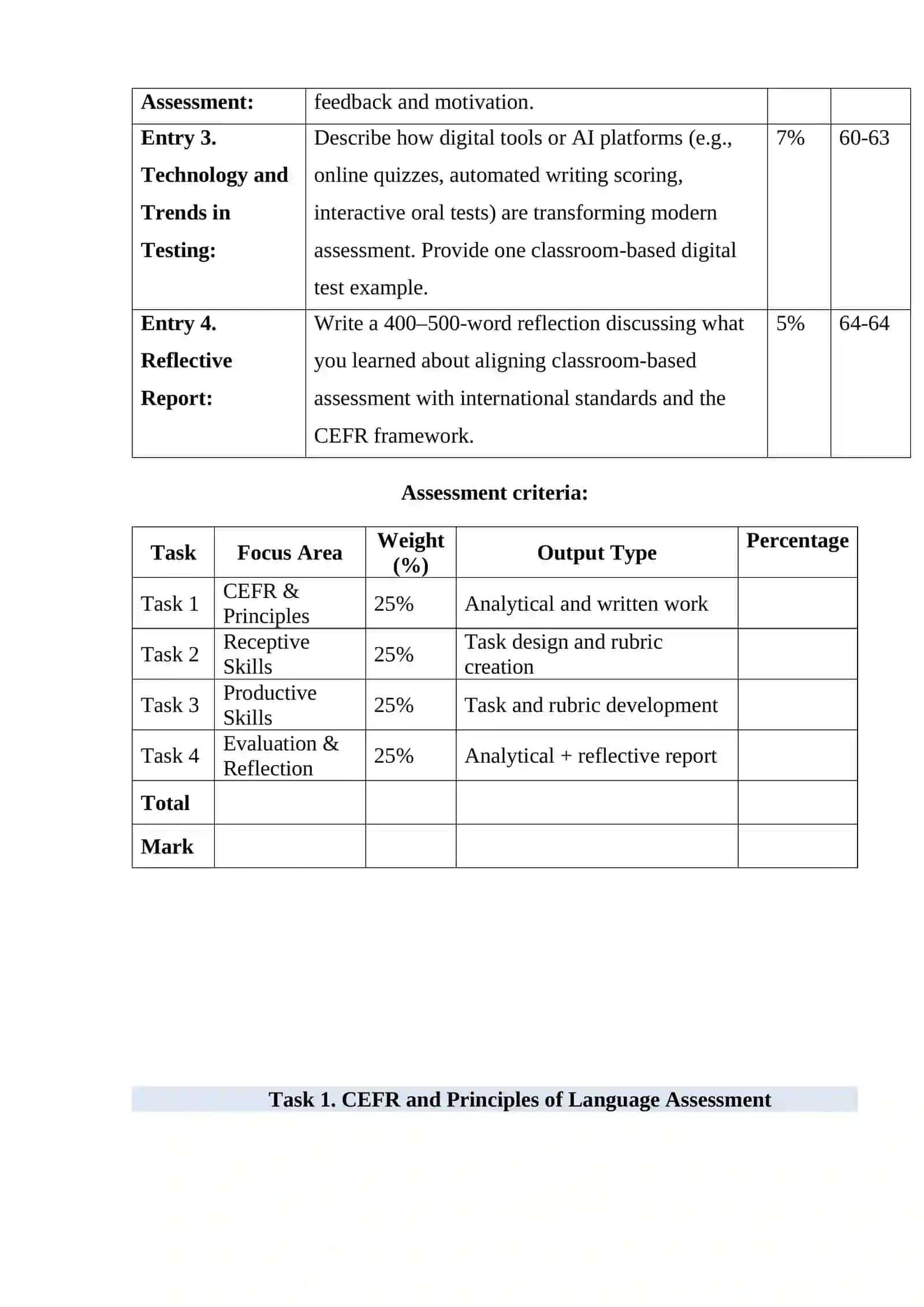 International Standards for Teaching and Assessing English Portfolio 4