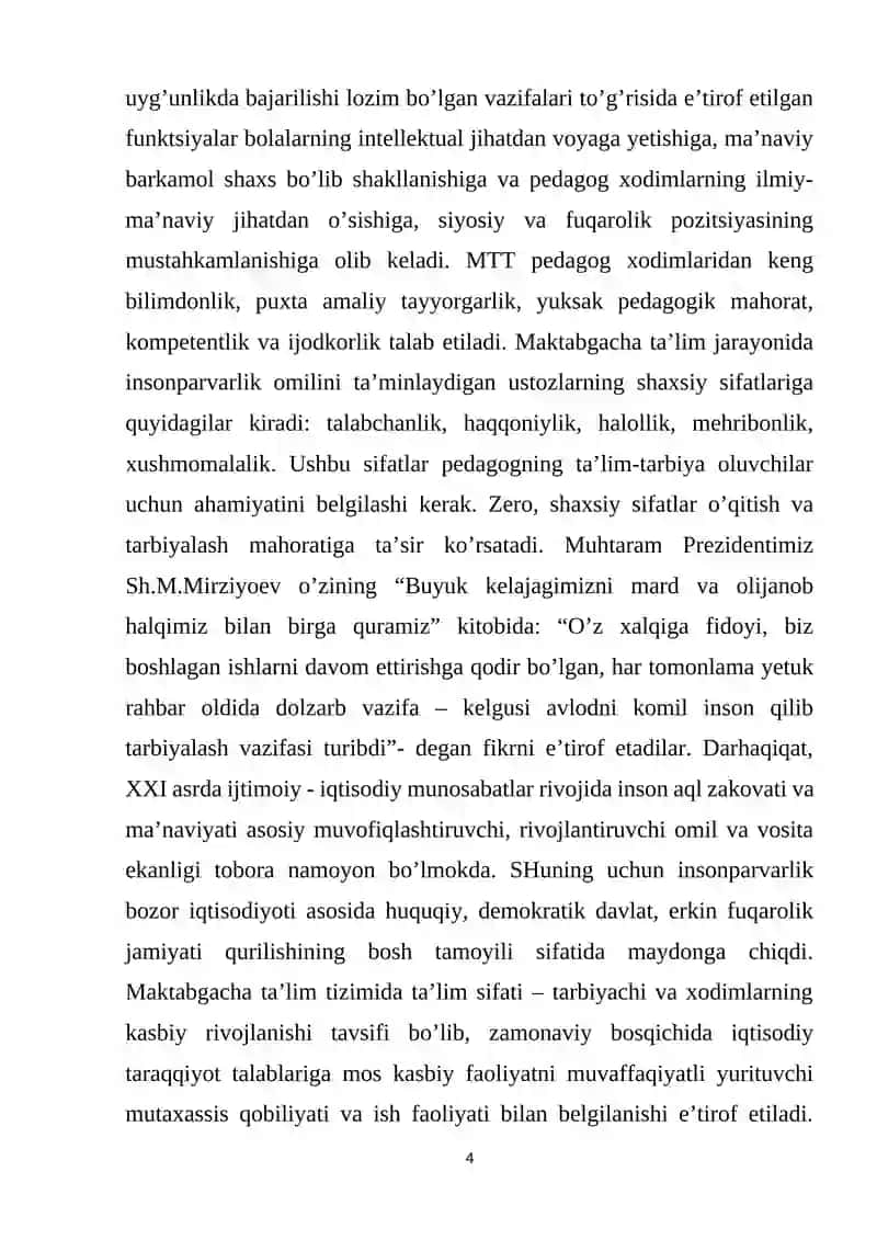 O‘zbekiston Respublikasi Prezidentining “Maktabgacha ta’lim tizimini boshqarishni takomillashtirish chora-tadbirlari to‘g‘risida” 2018-yil 30-sentabrdagi PQ-3955-son qaroriga 4