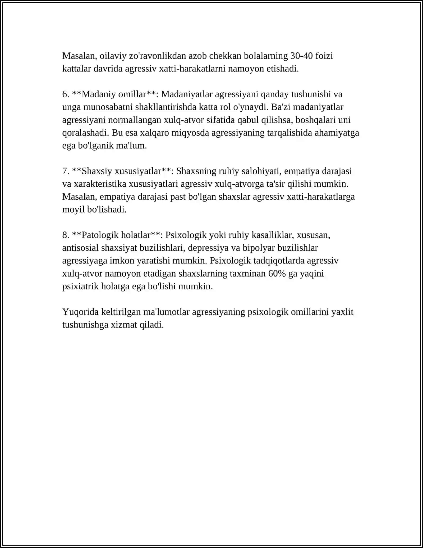 KONFILEKT VAZIYATDA AGRESSIYA VA ZOʻRAVONLIK 4