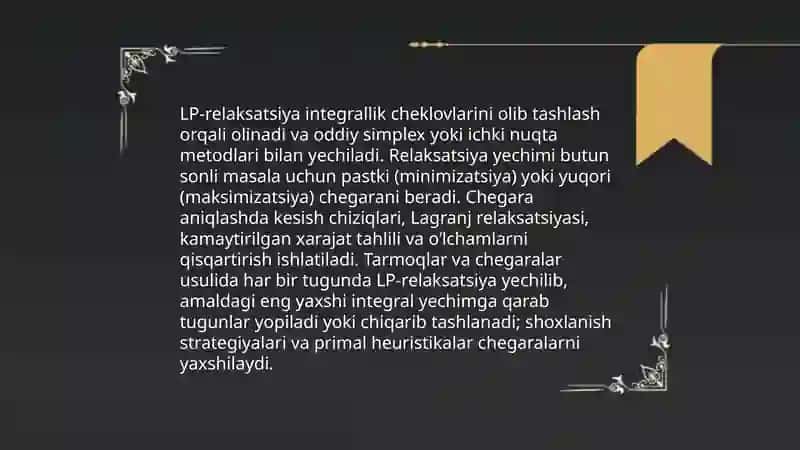 Butun sonli chiziqli programmalashtirish 4