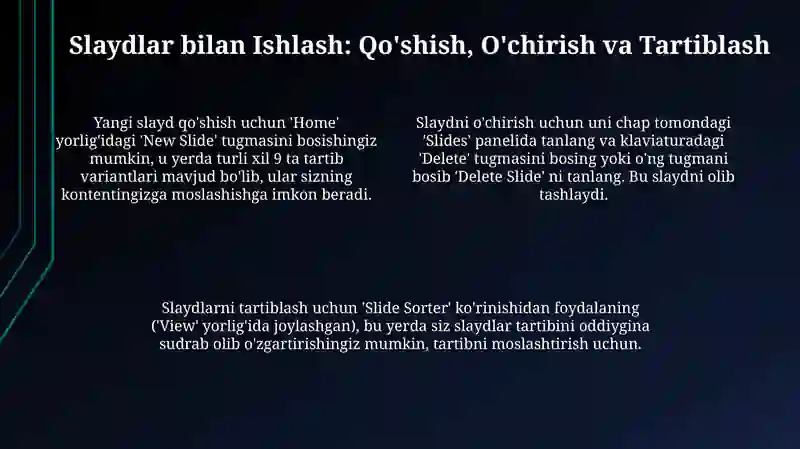 Microsoft Power Point dasturi bilan ishlash 4