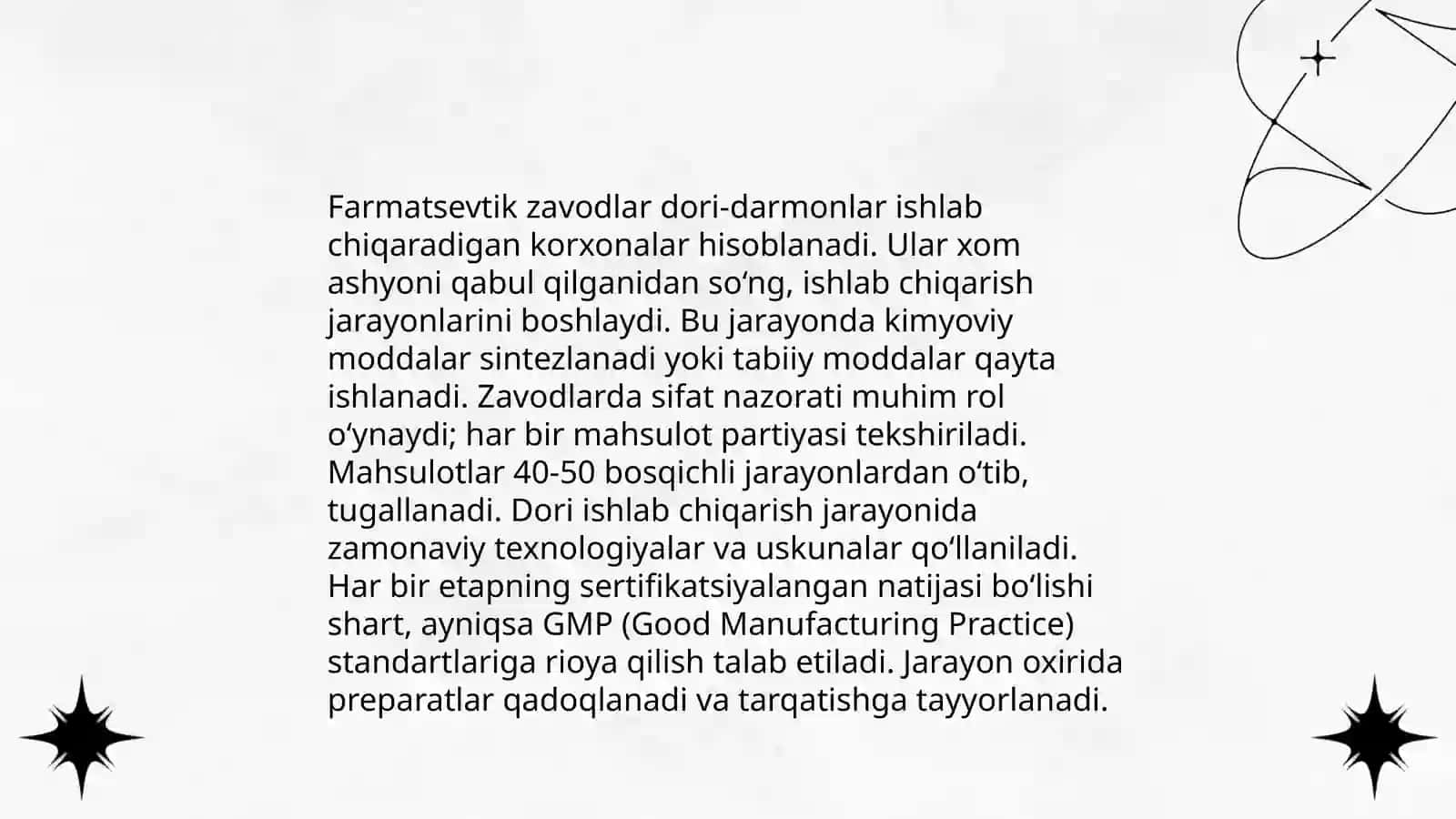 Farmatsevtik ishlab chiqarishda faoliyat ko’rsatadigan korxonalar va ularning turlari 4