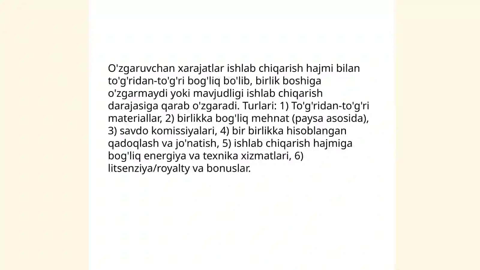 Tannarx tahlili:ózgaruvchan va doimiy xarajatlar.Marjinal tahlil elementlari 4