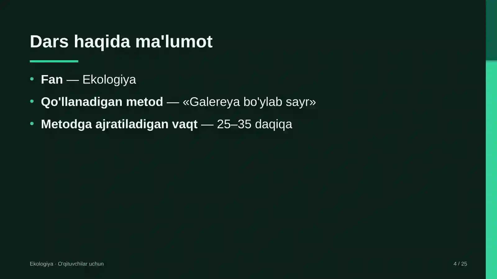 ekologiya darslarida galereya bo'ylab sayr metodidan foydalanish 7171 4