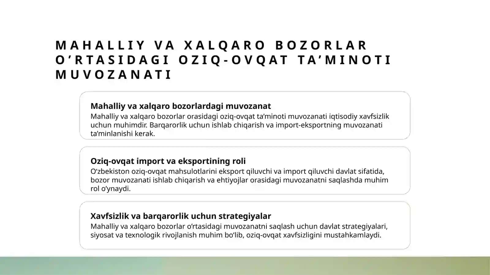 Oziq-ovqat ishlab chiqarish va uni ta’minlashning barqarorligi 4