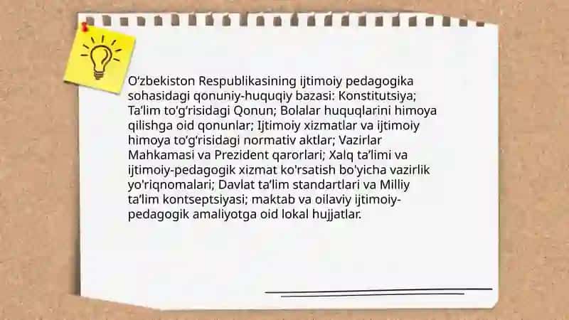 Ijtimoiy pedagogikaning huquqiy meʼyoriy va axloqiy asoslari 4