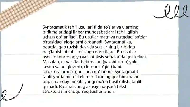 Assotsiativ, Sintagmatik, Paradigmatik Munosabat 4