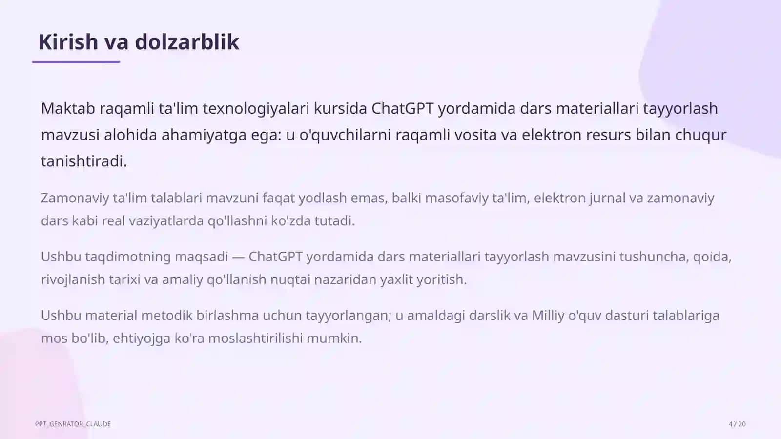 Dars materiallari tayyorlash 4