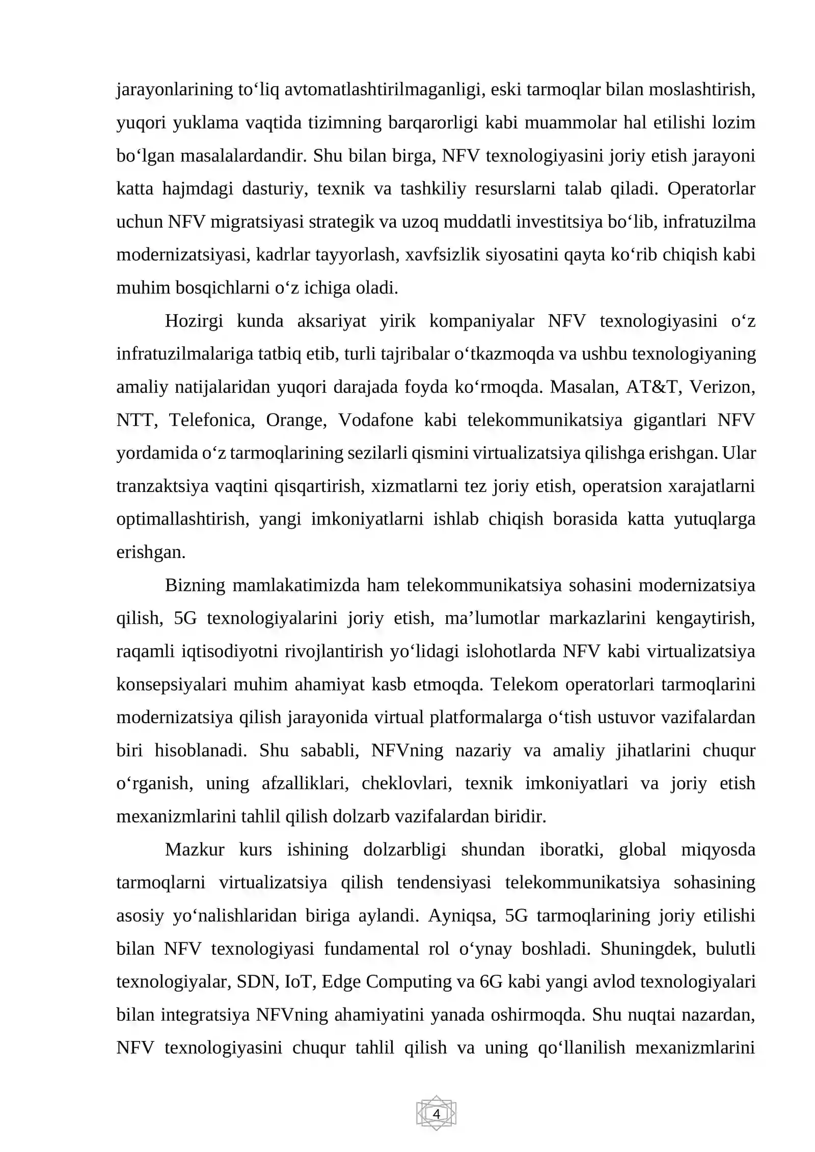 Network Function Virtualization (NFV) texnologiyasining qo'llanilishi 4