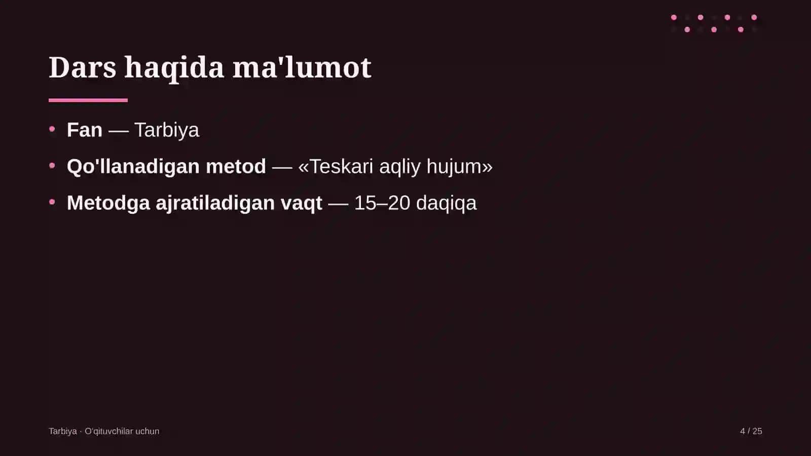 tarbiya darslarida teskari aqliy hujum metodidan foydalanish 6695 4