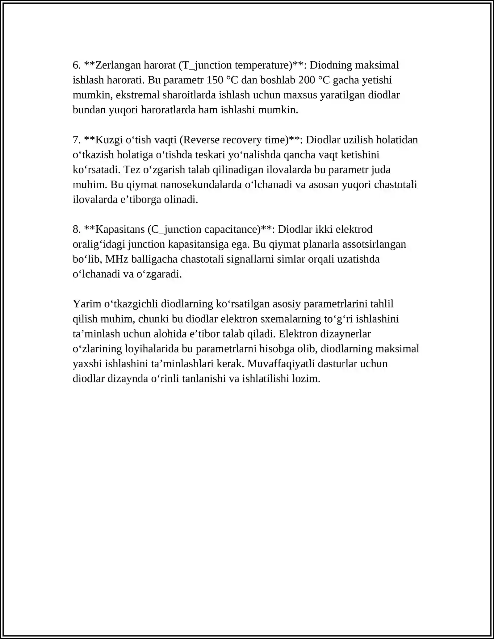 YARIM OʻTKAZGICHLI DIOD PARAMETRLARI 4