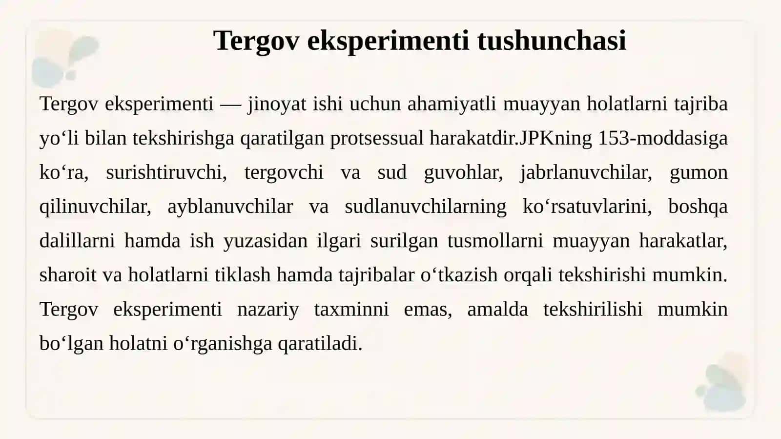 Tergov Ekperimenti Tergov Harakatining O‘tkazish Tartibi va Asoslari 4