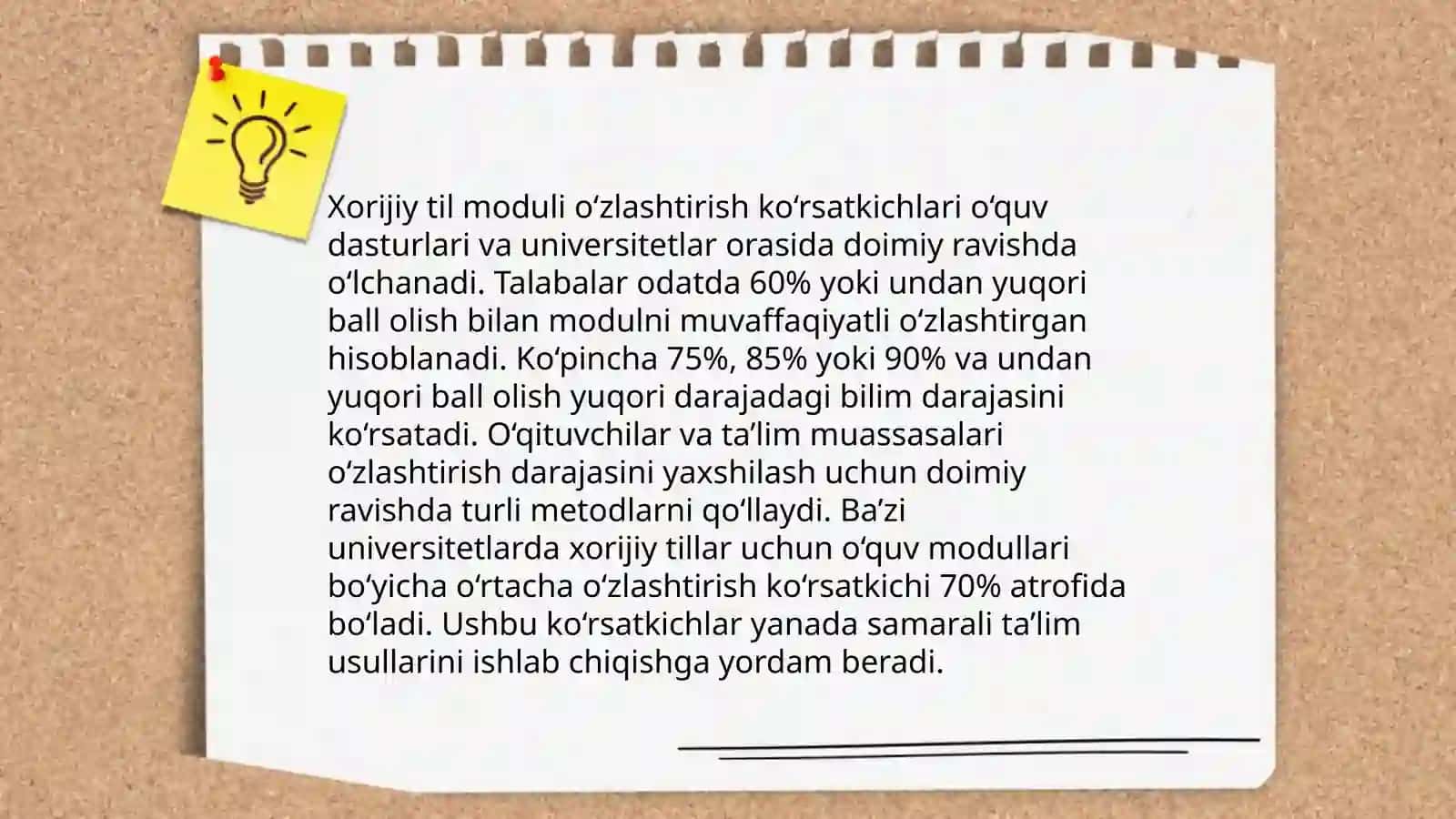 Exsel dasturida guruh talabalarining modular bo'yicha o'zlashtirish ko'rsatkichi sifat ko'rsatkichlarini hisoblash va jadval tuzish,natijalar asosida diagrammatic yaratish 4