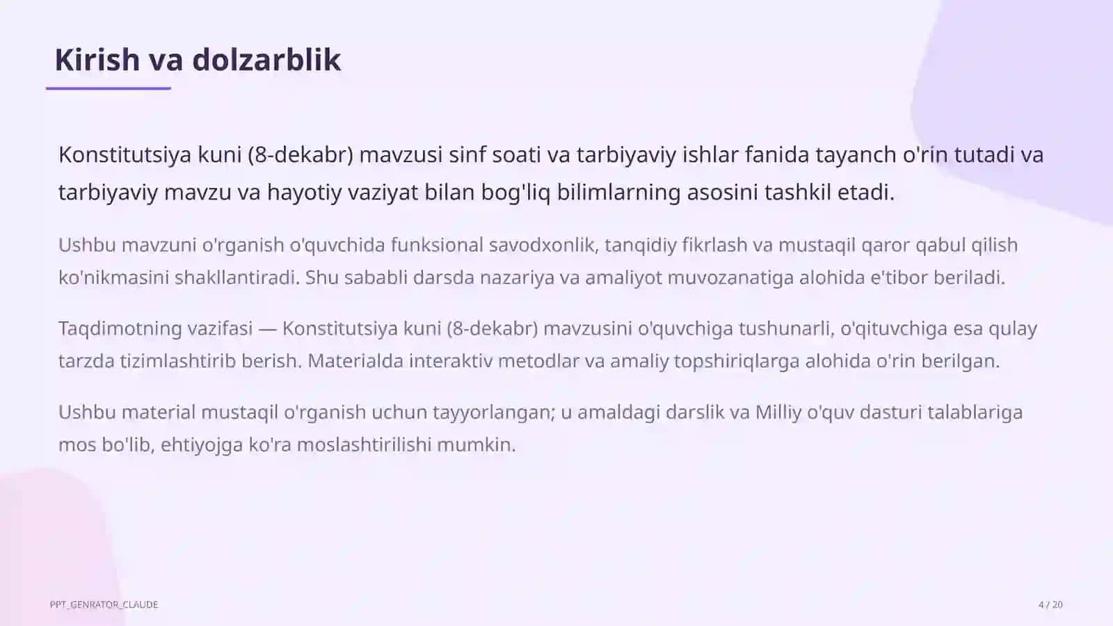 Konstitutsiya kuni (8-dekabr) 4