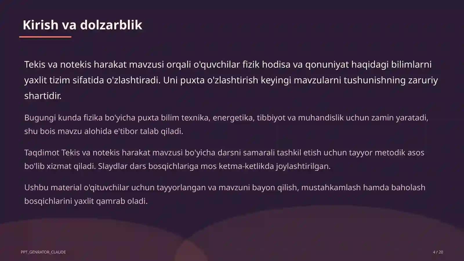 Tekis va notekis harakat (7-sinf) 2