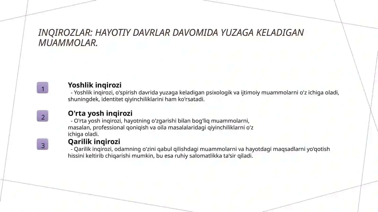 Umr davrlari inqirozlari 4