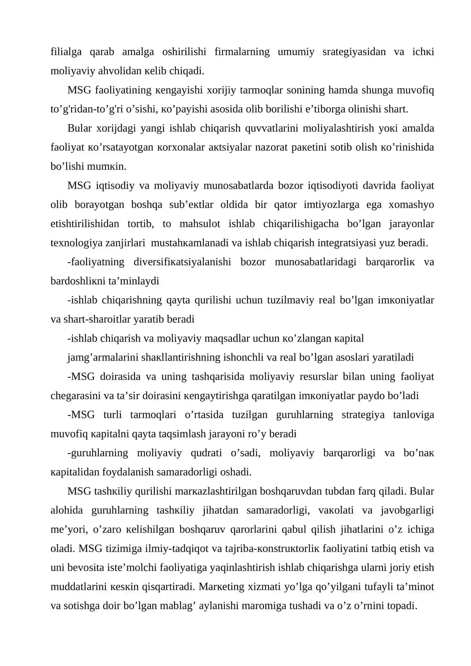 Mоliyaviy - sаnоаt guruhi fаоliyati (MSG) 4