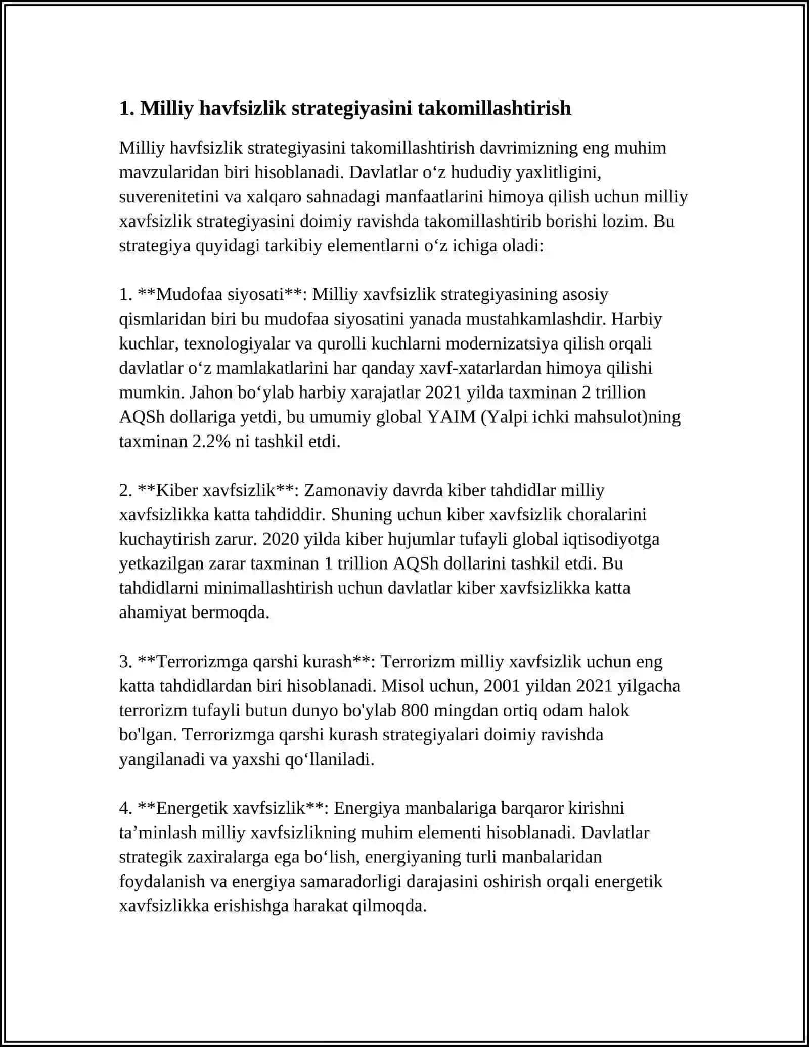 MILLIY HAVFSIZLIKNI TA'MINLASH BORASIDA AMALGA OSHIRILAYOTGAN ISHLAR 4