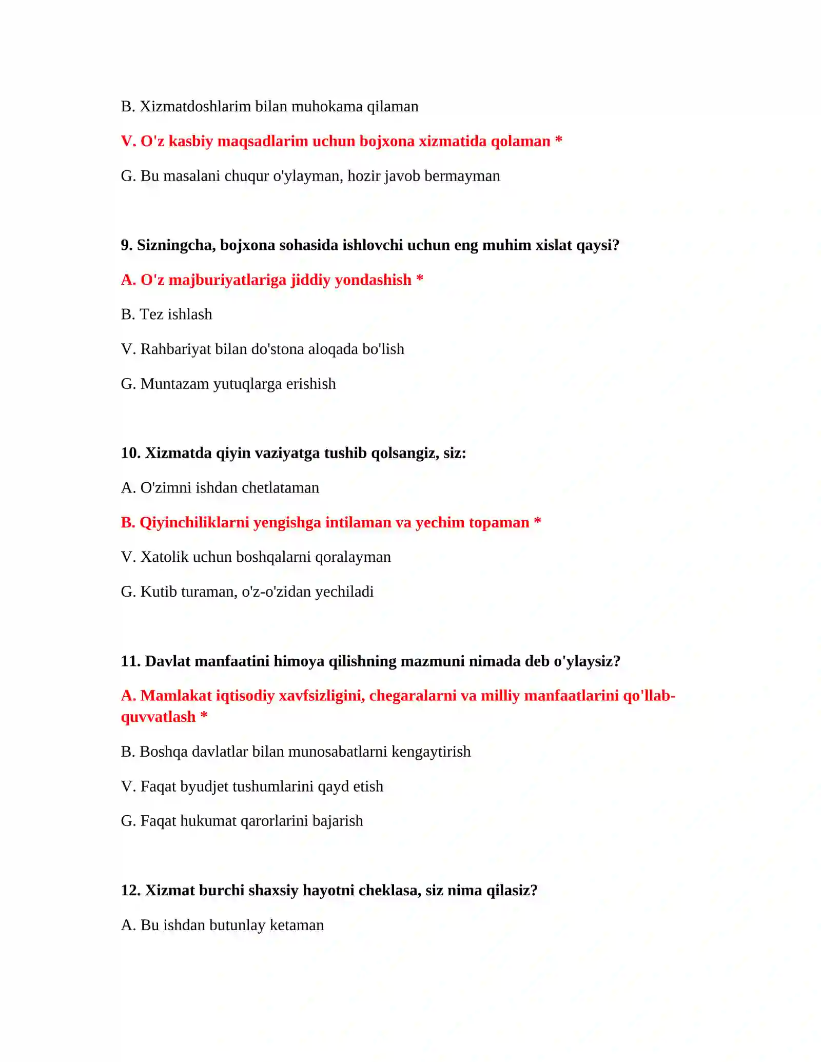 Bojxona mantiqiy testlari PDF 4