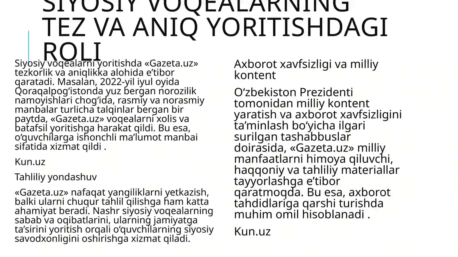 Internet nashrlarining siyosiy jarayonlarga ta'siri gazeta.uz sayti misolida 4