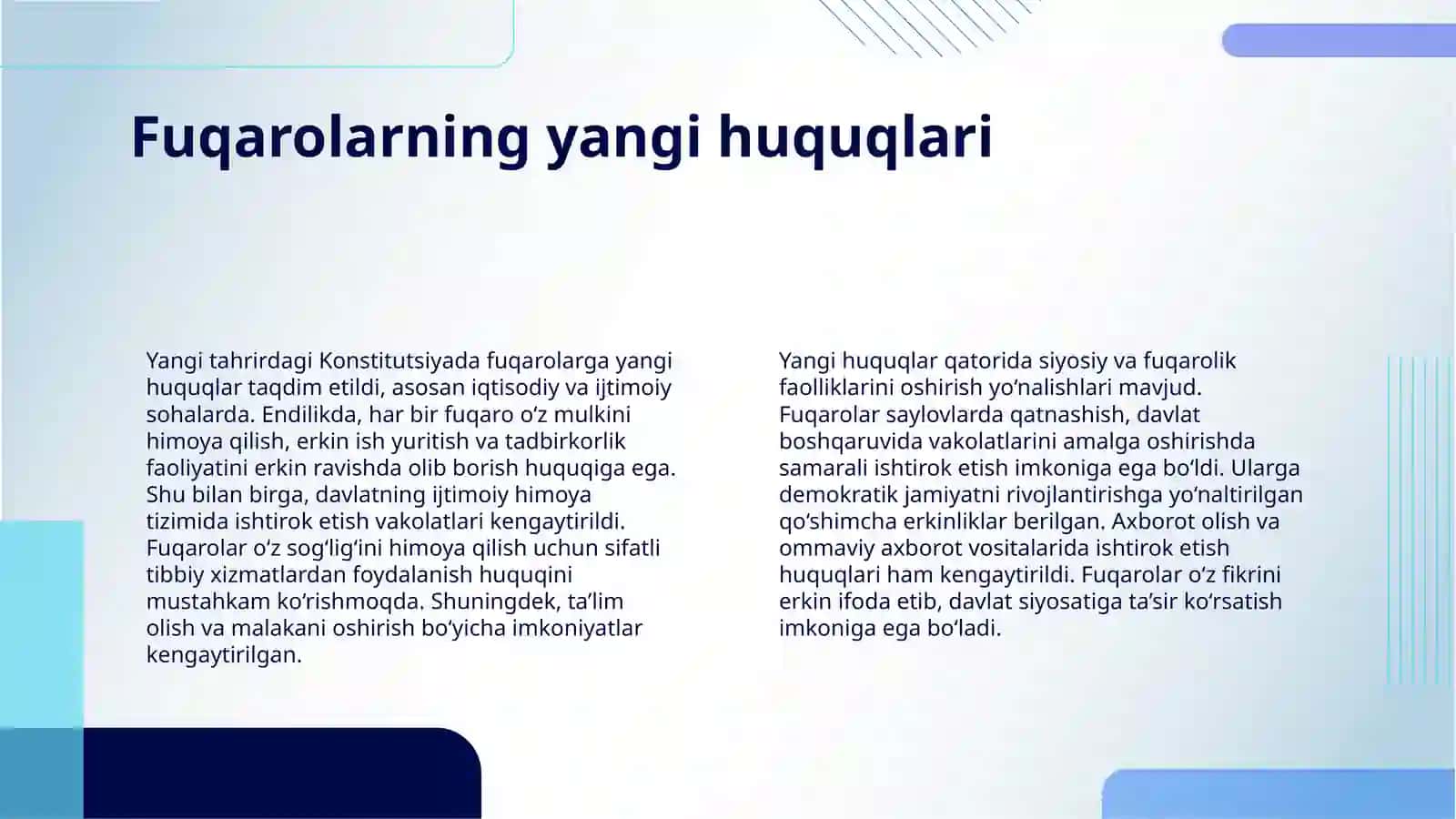 YANGI TAHRIRDAGI O'ZBEKISTON RESBUBLIKASI KONSTITUSIYASGA KIRITILGAN O'ZGARISHLAR 4