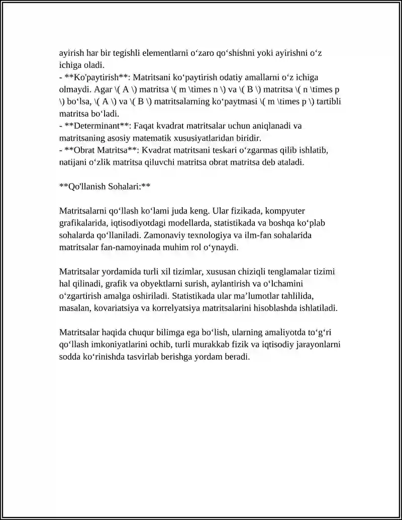 MATRITSA MAVZUSI 4