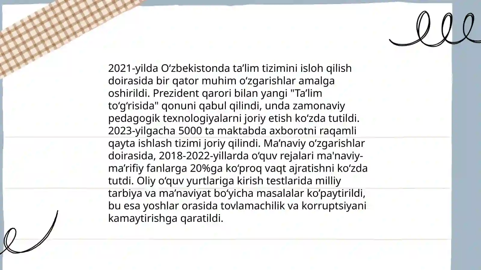 Yangi O‘zbekistonda amalga oshirilayotgan ma’naviy o‘zgarishlar 4