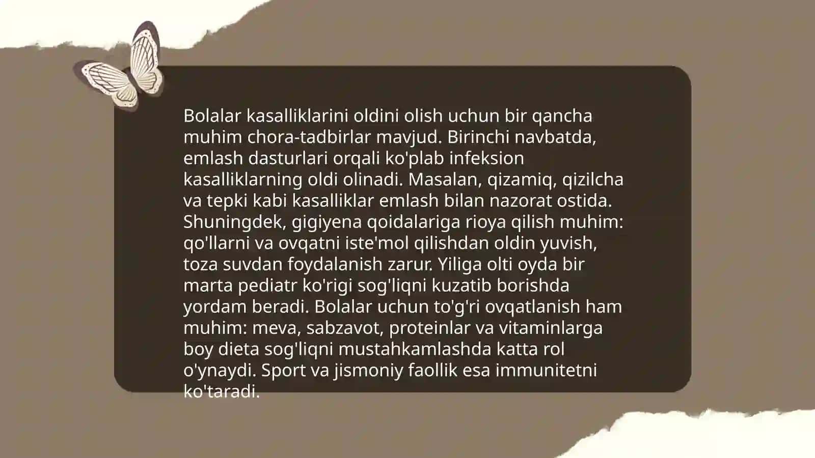 Onalar va bolalar kasalliklari profilaktikasi bo'yicha potranaj xizmatini ko'rsatish 4