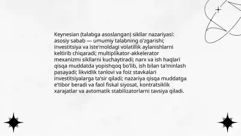 Iqtisodiy sikl bo'yicha turli nazariy tahlillar 4