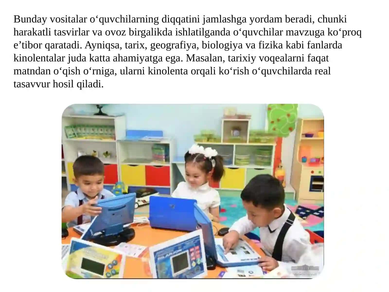 O'quv ekranida namoyish etiladigan kinolentalar yordamida o'quv mashg'ulotlarini tashkiletish 4