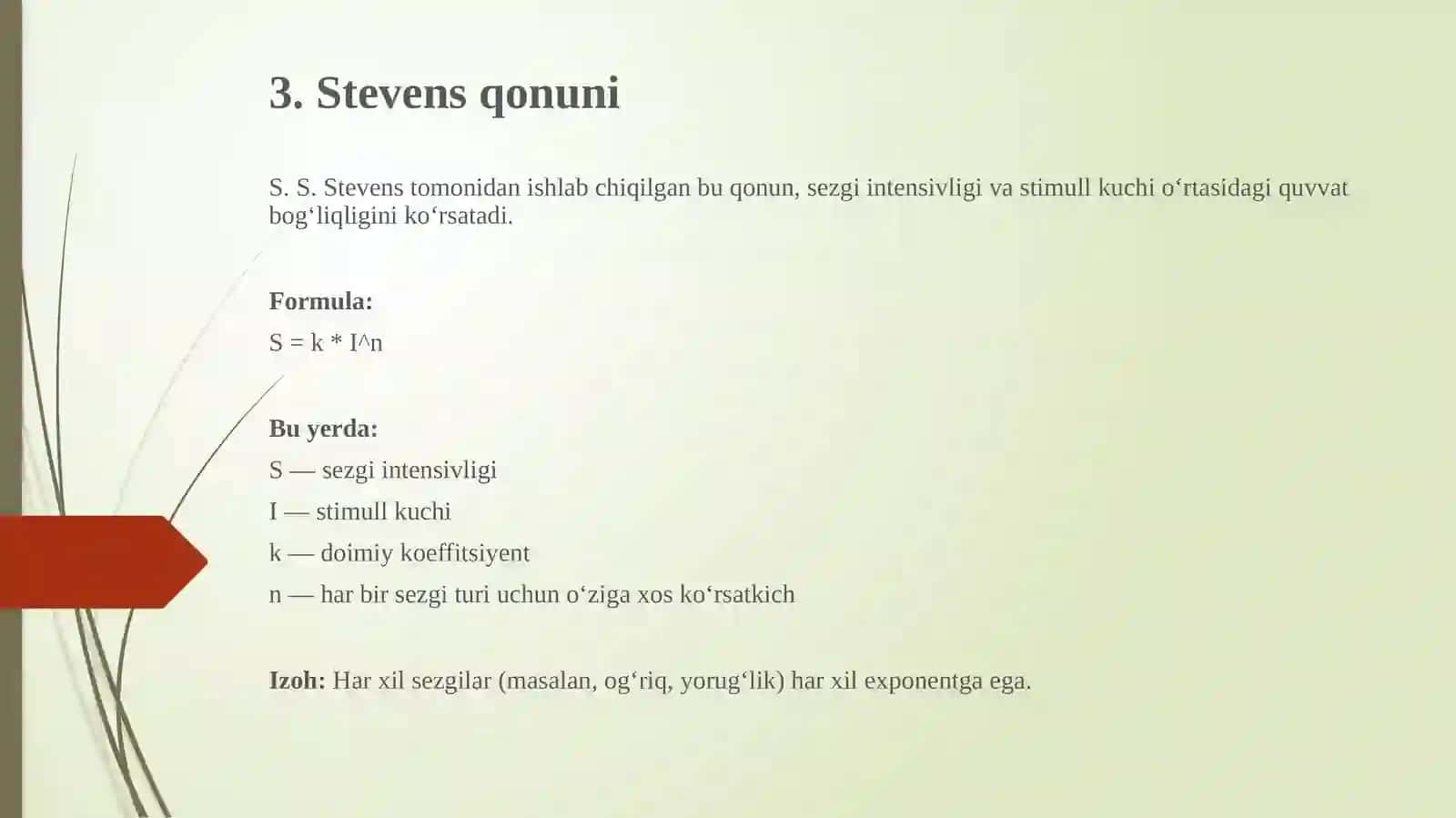 Sezgi psixofizikasi Asosiy tushunchalar 4