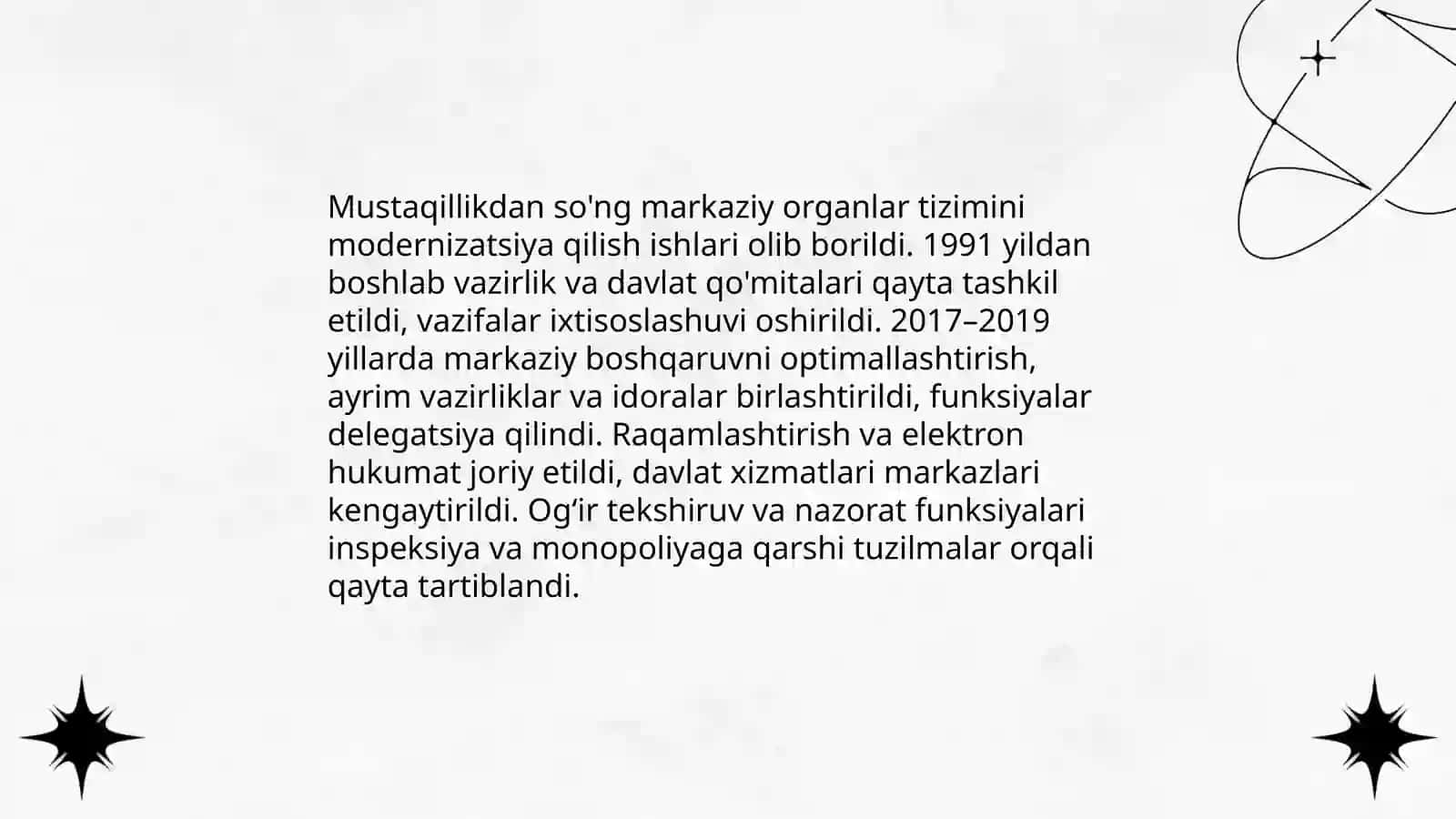 Mustaqillik yillarida davlat boshqaruvi tizimida amalga oshirilgan islohotlar 4