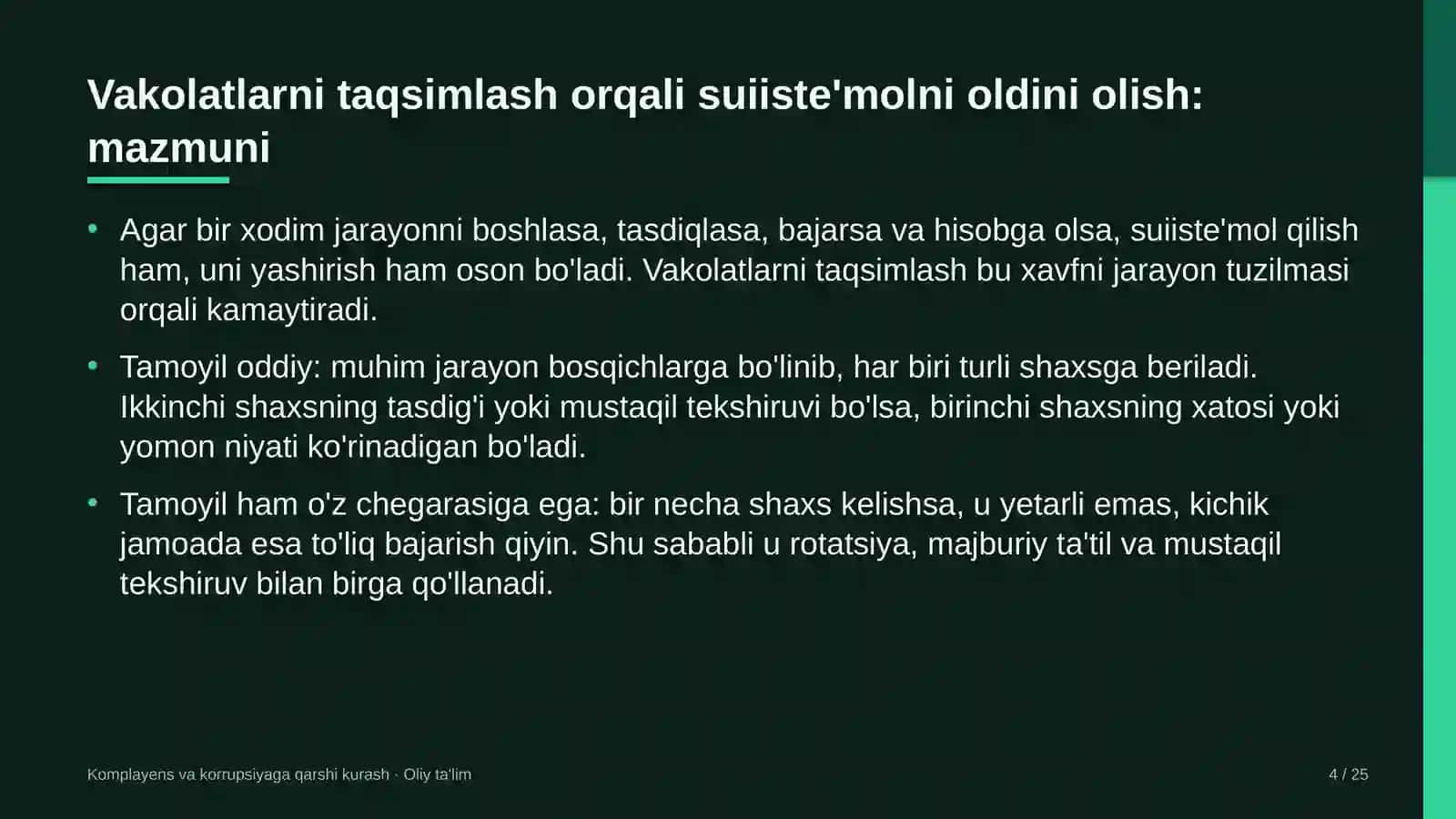 asfalt beton zavodlarida vakolatlarni taqsimlash orqali suiiste'molni oldini olish 9213 4