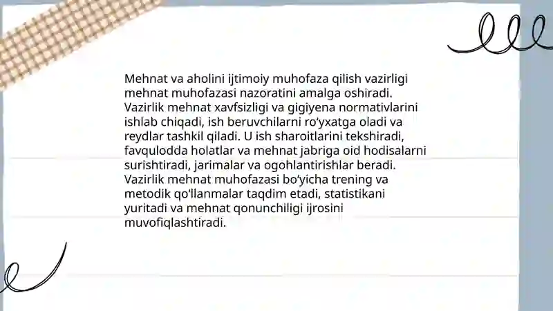 Mehnet muhofazasida huquqiy va tashkiliy asoslarini nazorat qiluvchi organlar 4