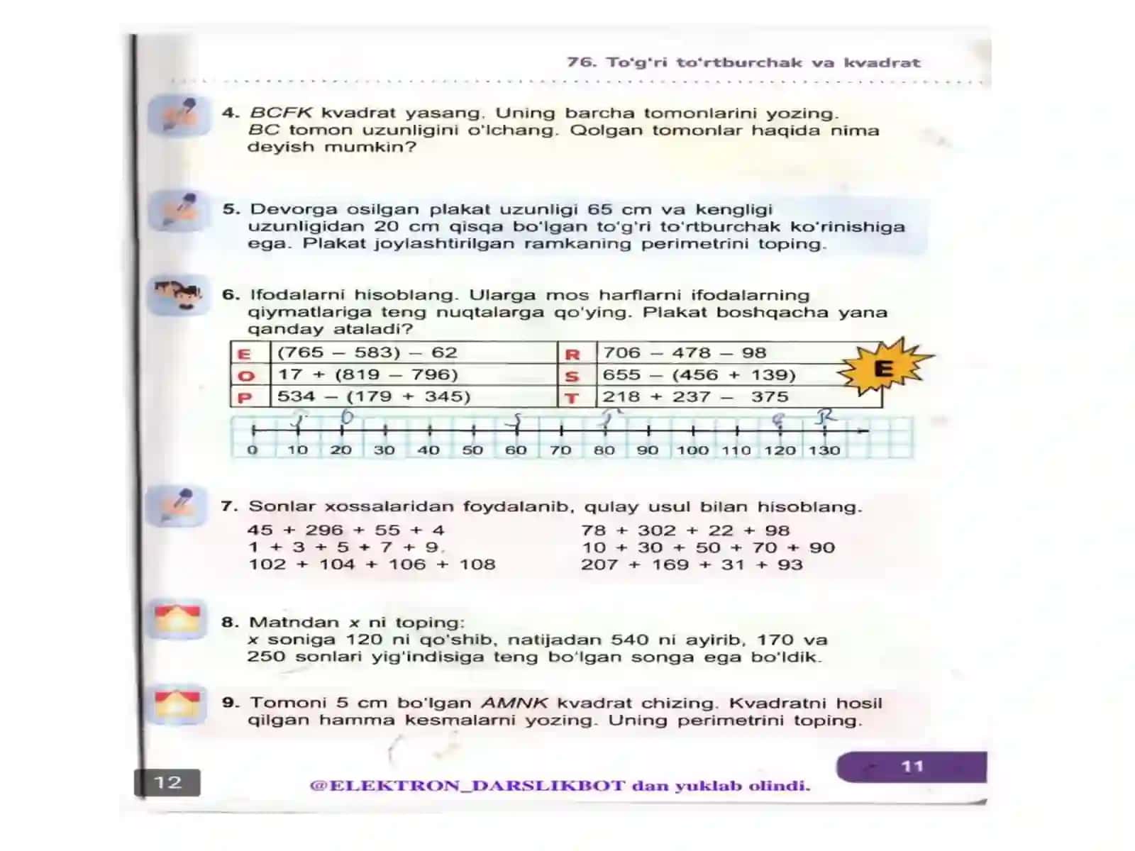 Togritortburchak va kvadratning xossalari 4