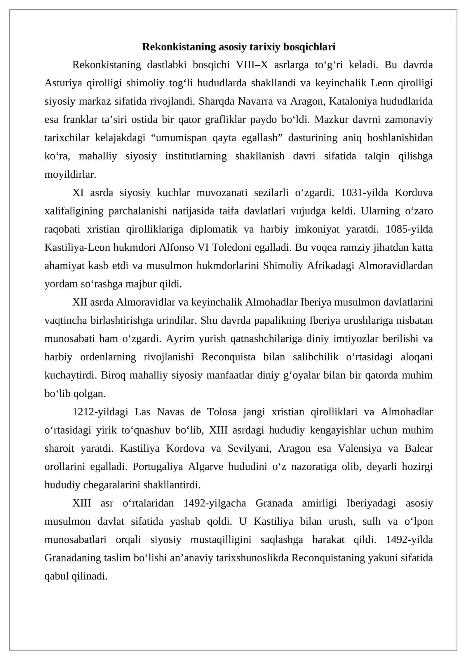 Rekonkista tarixiga oid ingliz tilidagi ilmiy tadqiqotlar 4