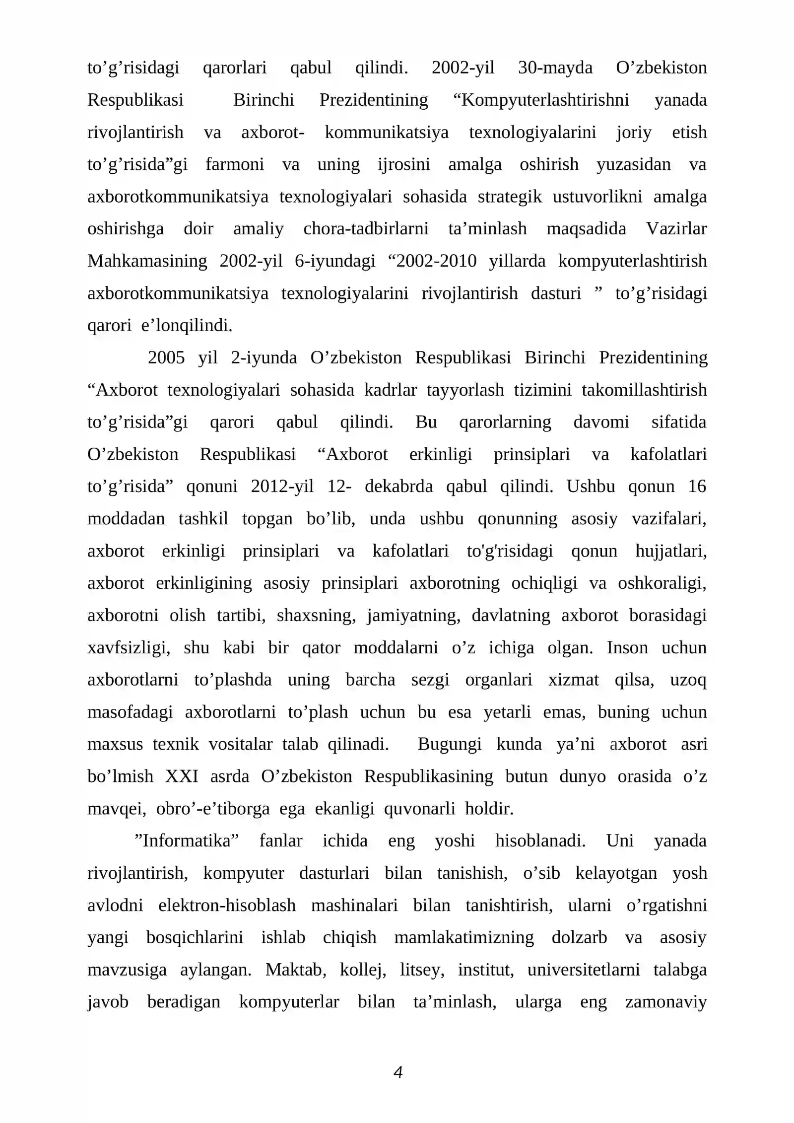 «Dasturlash asoslari» fanidan KURS ISHI 4