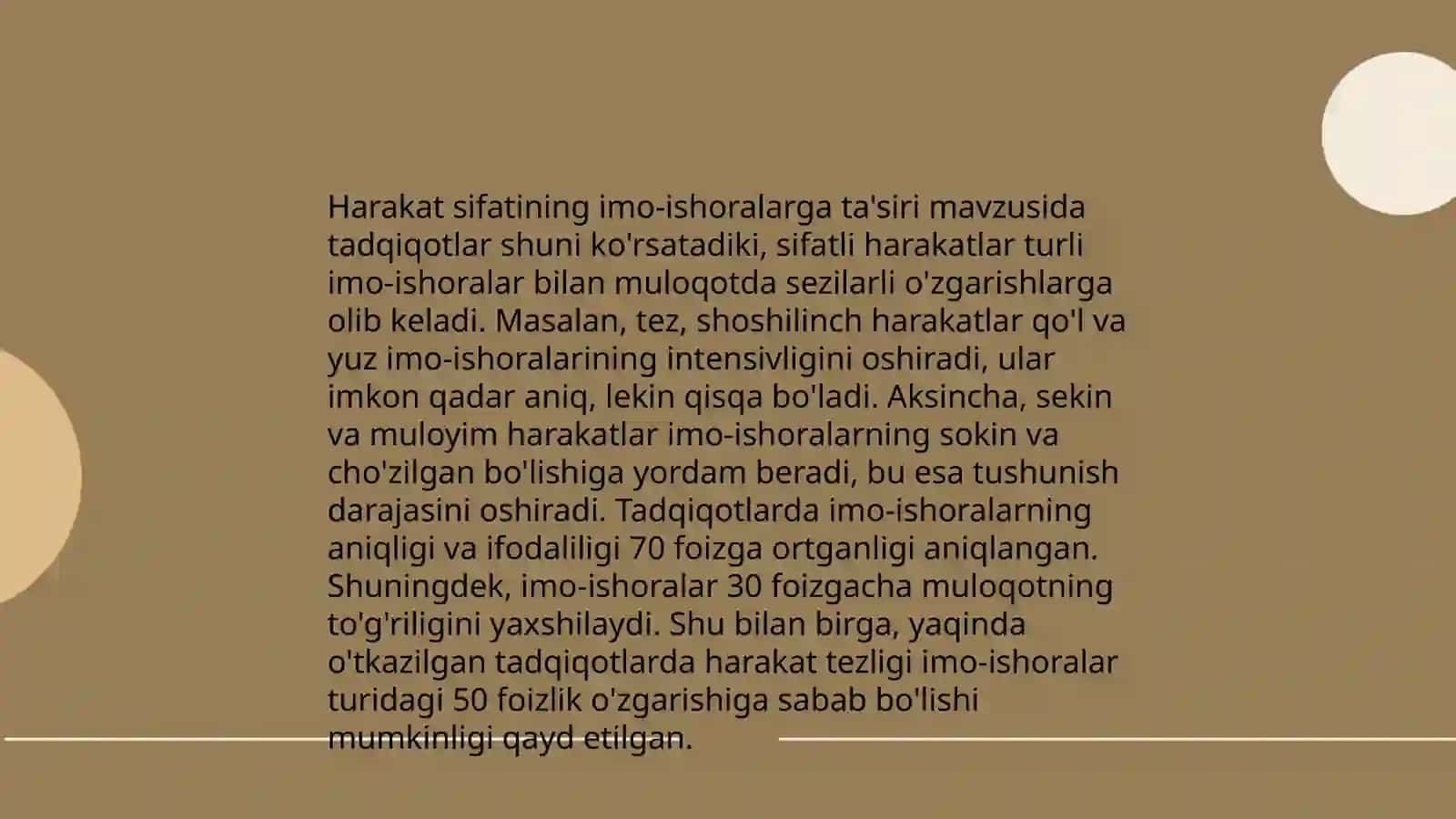 Bir xil konfiguratsiya bilan imo-ishoraning substansiyasi harakatining yònalishi va sifatini ózgartirish orqali ma'nolarni farqlash 4