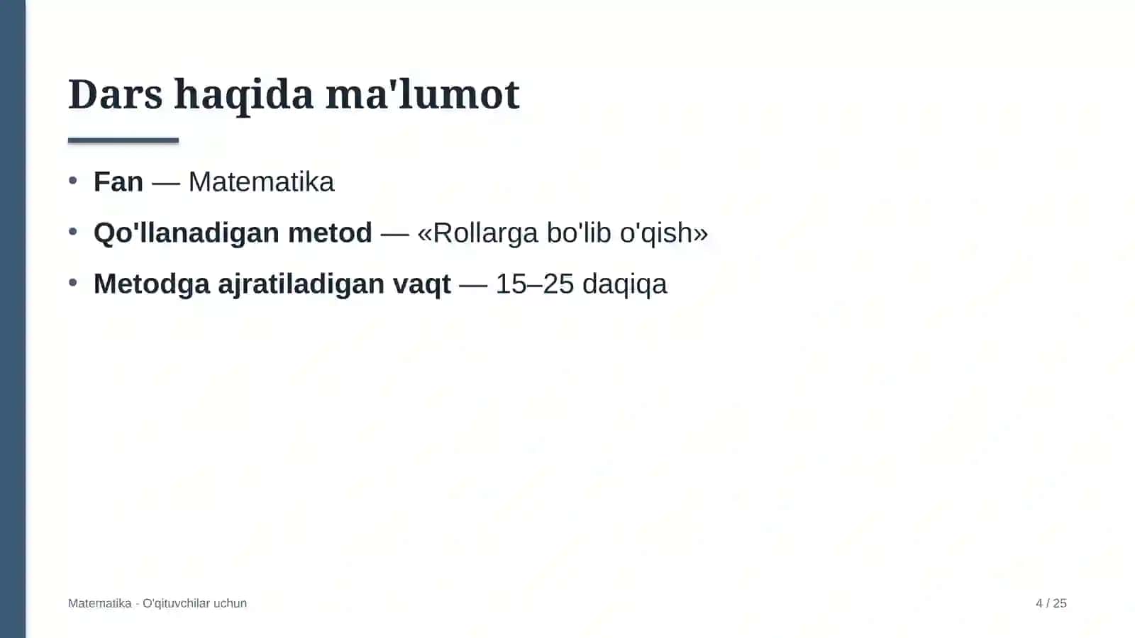matematika darslarida rollarga bo'lib o'qish metodidan foydalanish 5548 4