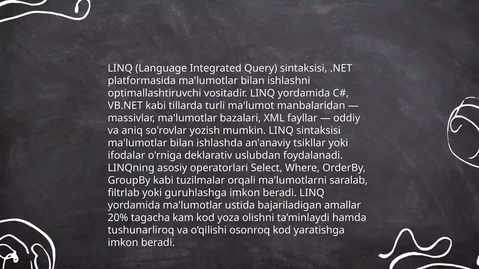LINQ bilan ishlash 4