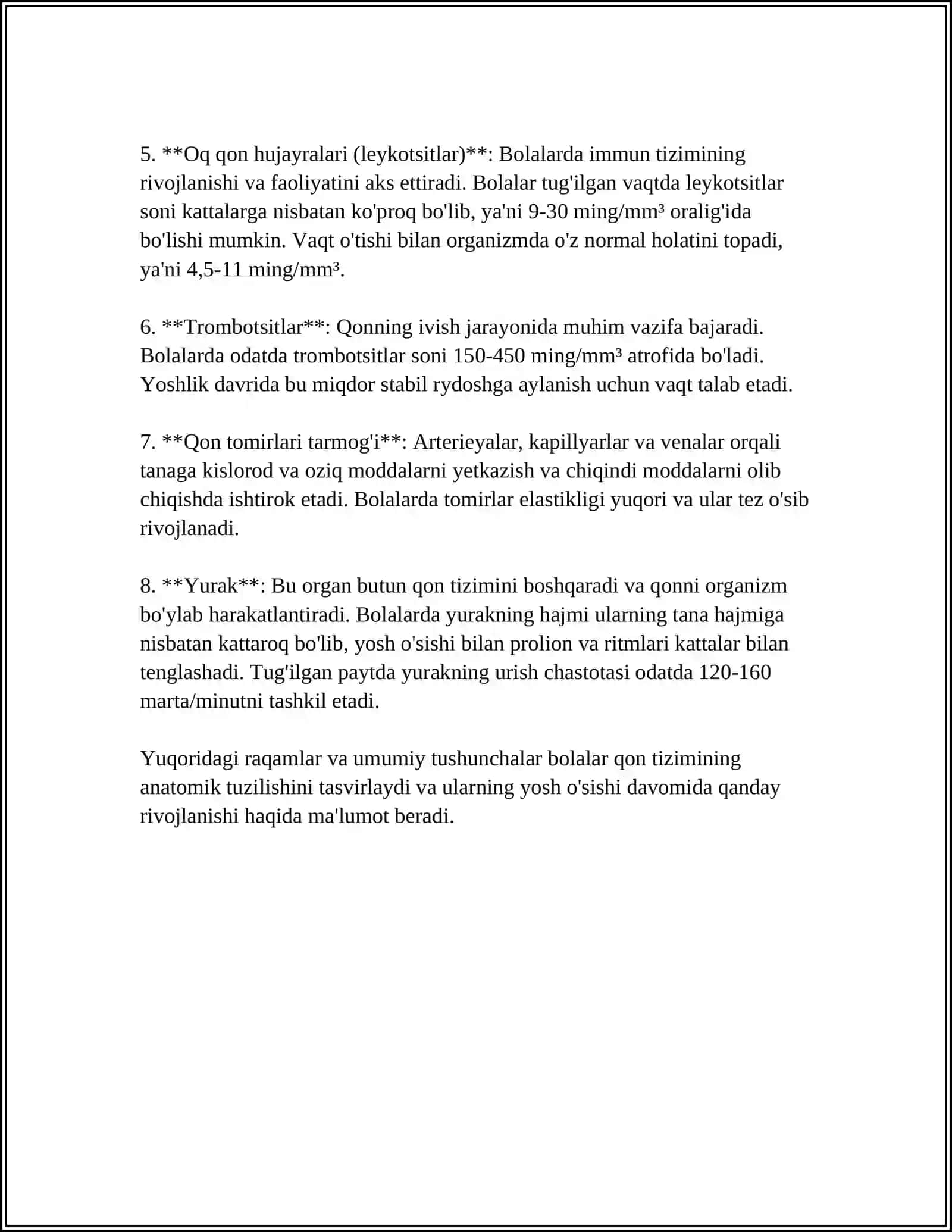 BOLALARDA QON YARATISH TIZIMI ANATOMO-FIZIOLOGIK HUSUSIYATLARI 4