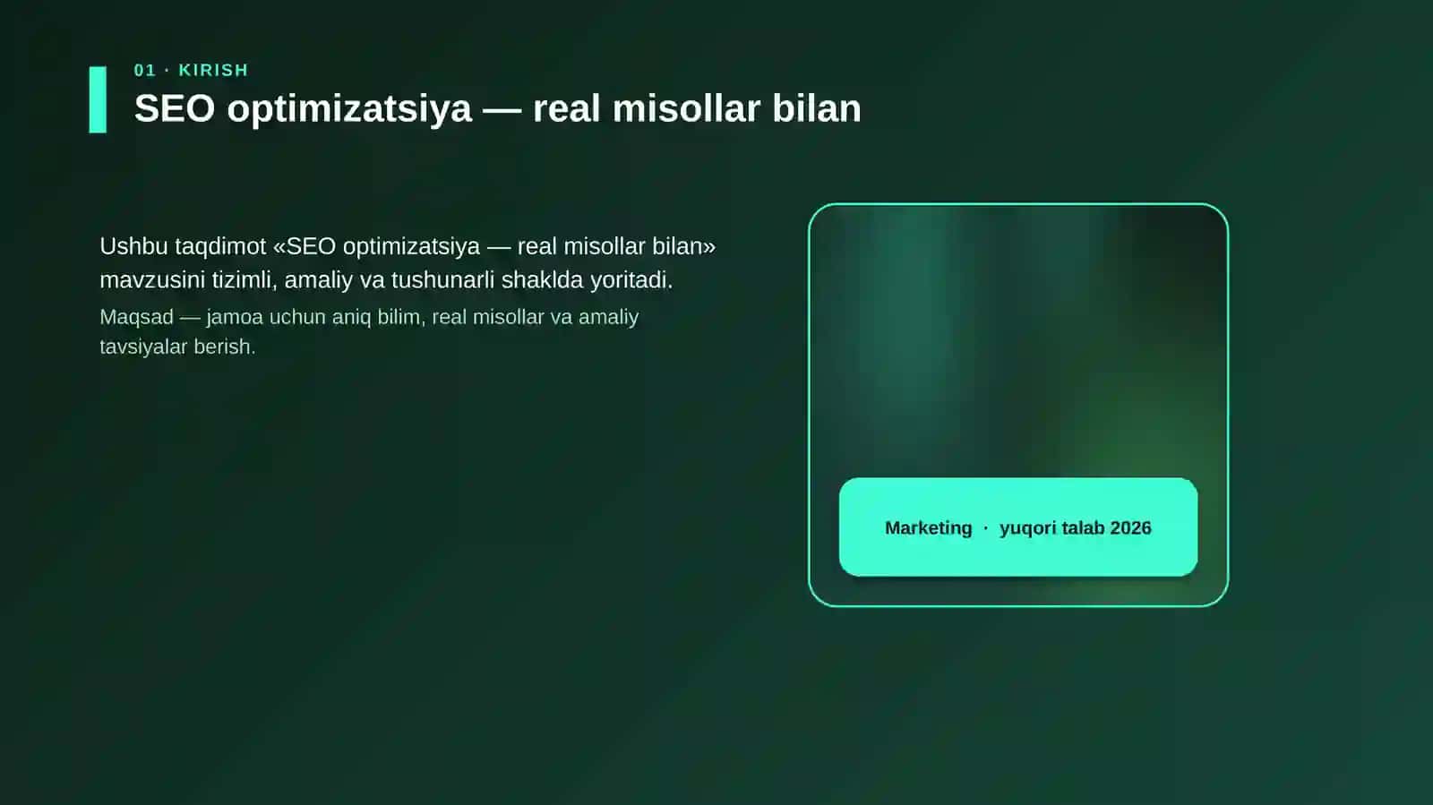 SEO optimizatsiya — real misollar bilan 4