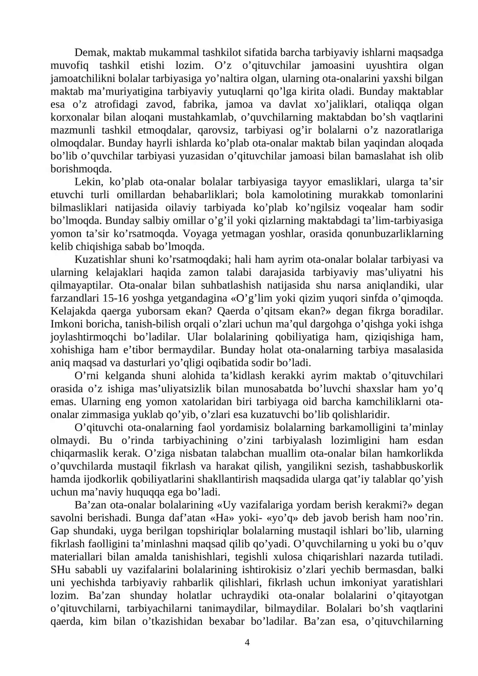 MAKTAB, OILA VA MAHALLA HAMKORLIK ISHLARINING MAZMUNI 4