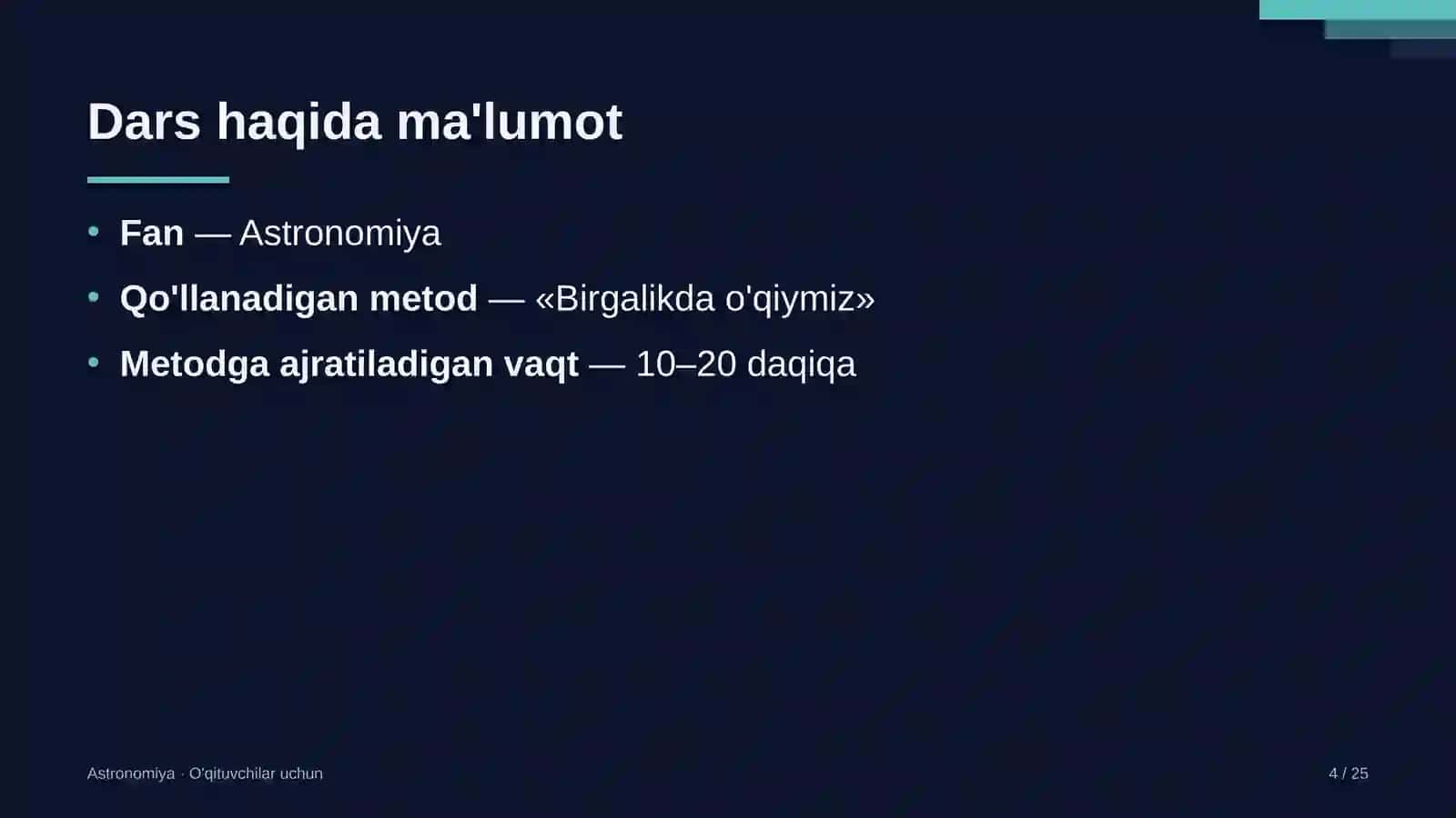 astronomiya darslarida birgalikda o'qiymiz metodidan foydalanish 2395 4