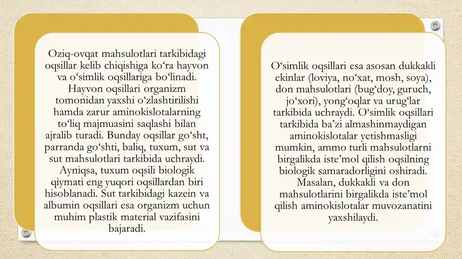 Oziq ovqat mahsulotlari tarkibidagi oqsillar va uning inson organizmi uchun ahamiyati 4