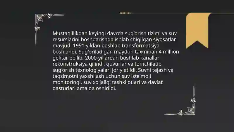 Mustaqillik yillarida qishloq xójaligi va sanoat sohasidagi ózgarishlar 4